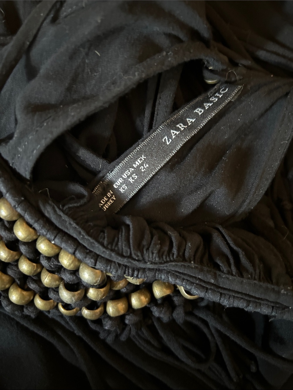 Black Fringe Halter Maxi Dress with Beaded Neckline and Pockets - Picture 2 of 6